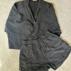 Faded Black Linen Set Shorts and Top